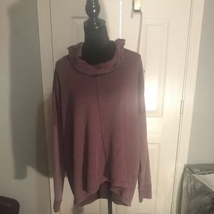 Mauve cowl neck long sleeve shirt